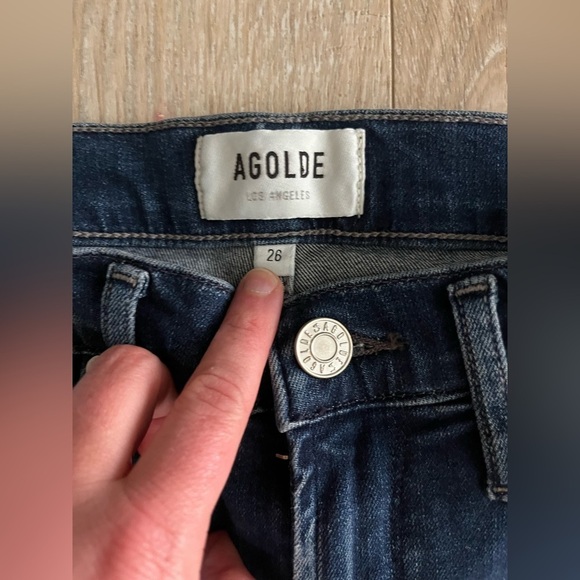 Agolde Women’s Sophie Crop Raw Hem Comfort Stretch Skinny Jean Dark Wash Size 26 - Picture 4 of 8